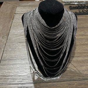 Statement multiple bling chains necklace
